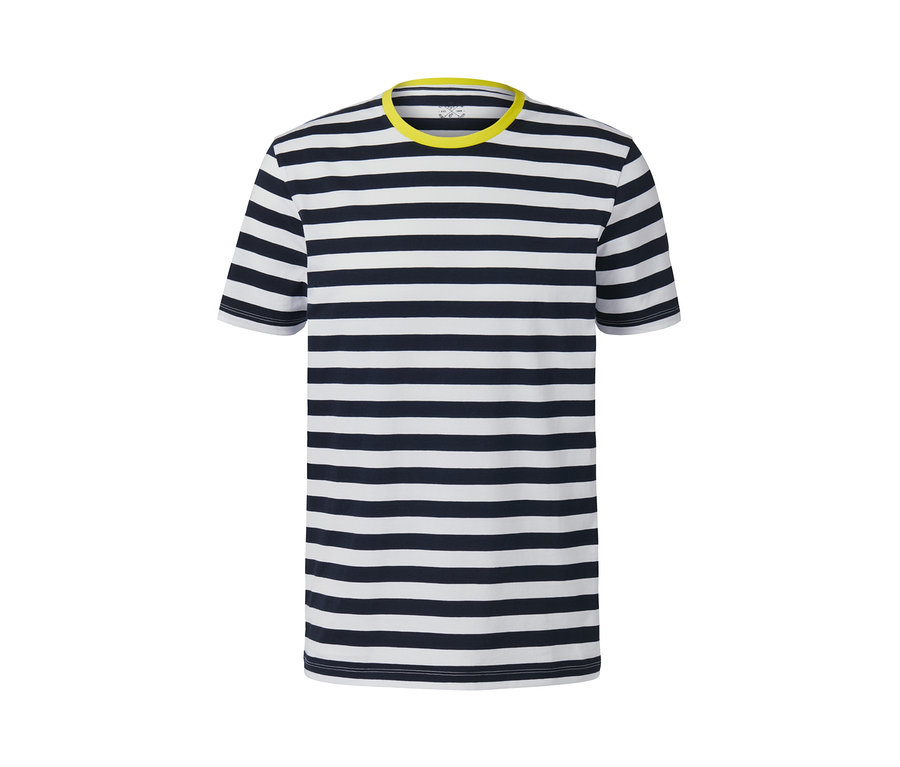 Pruhované tričko s kulatým žlutým výstřihem, 2 ks