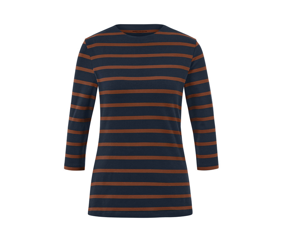 Pruhované triko s tříčtvrtečními rukávy.