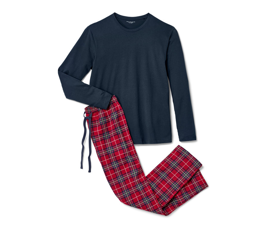 Modré/kostkované pyžamo.