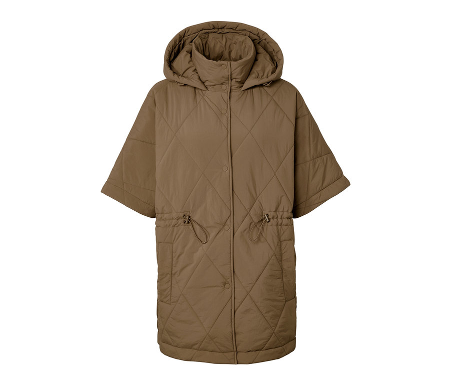 Prošívané pončo s kapucí.