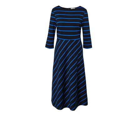 Detail of a striped jersey dress.
