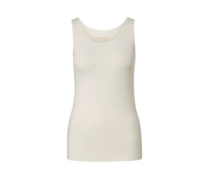 Detail krémového topu ze směsi modalu a hedvábí.