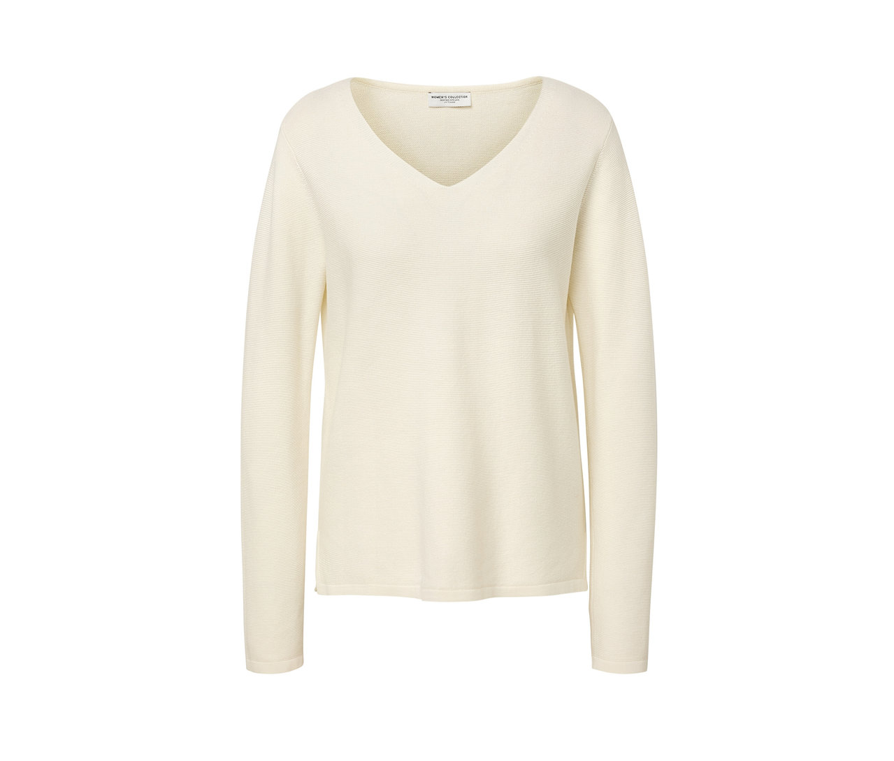 Krémově bílý pletený svetr s výstřihem do V.