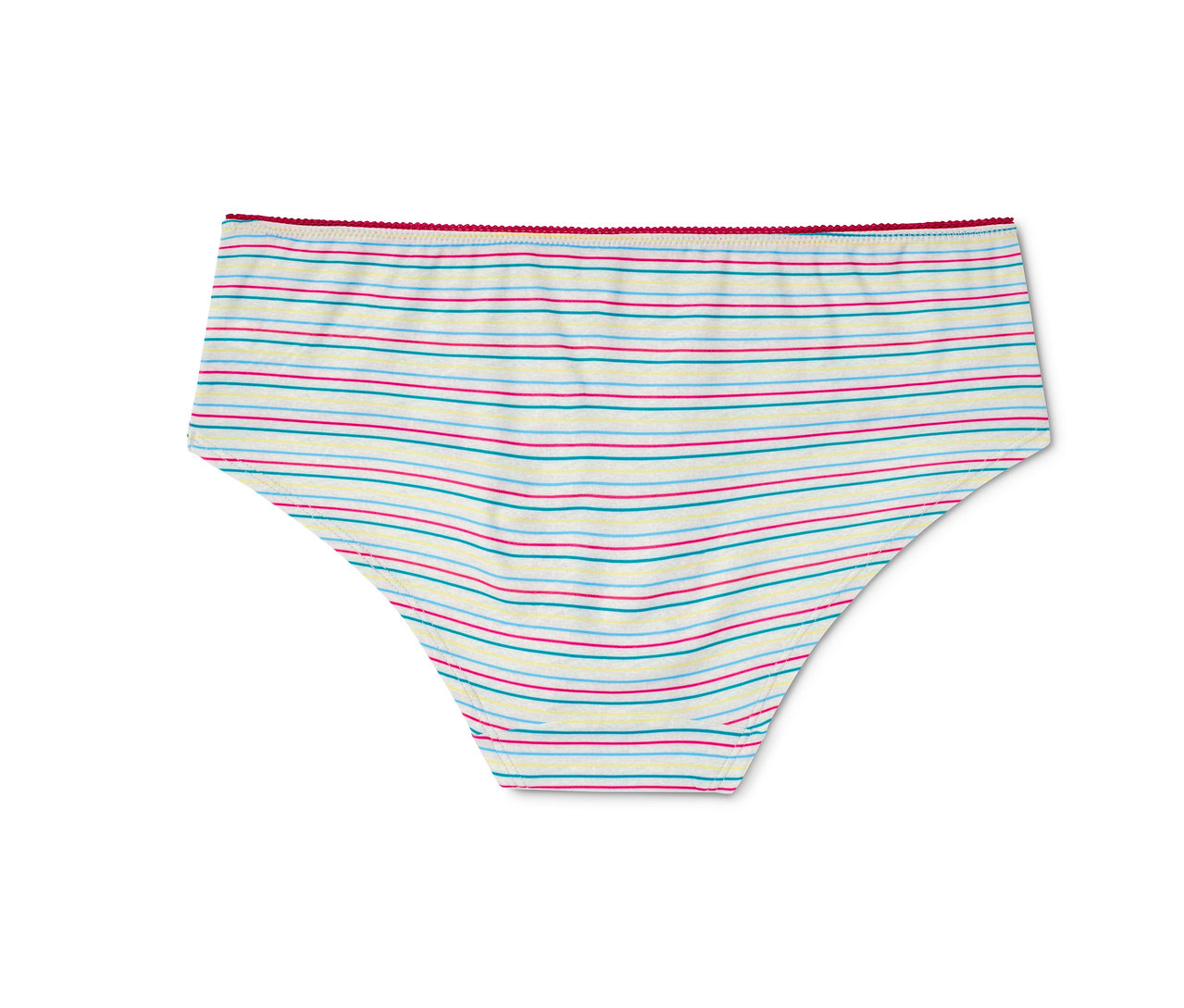 Bílé kalhotky Kalhotky, 5 ks s barevnými vodorovnými pruhy.