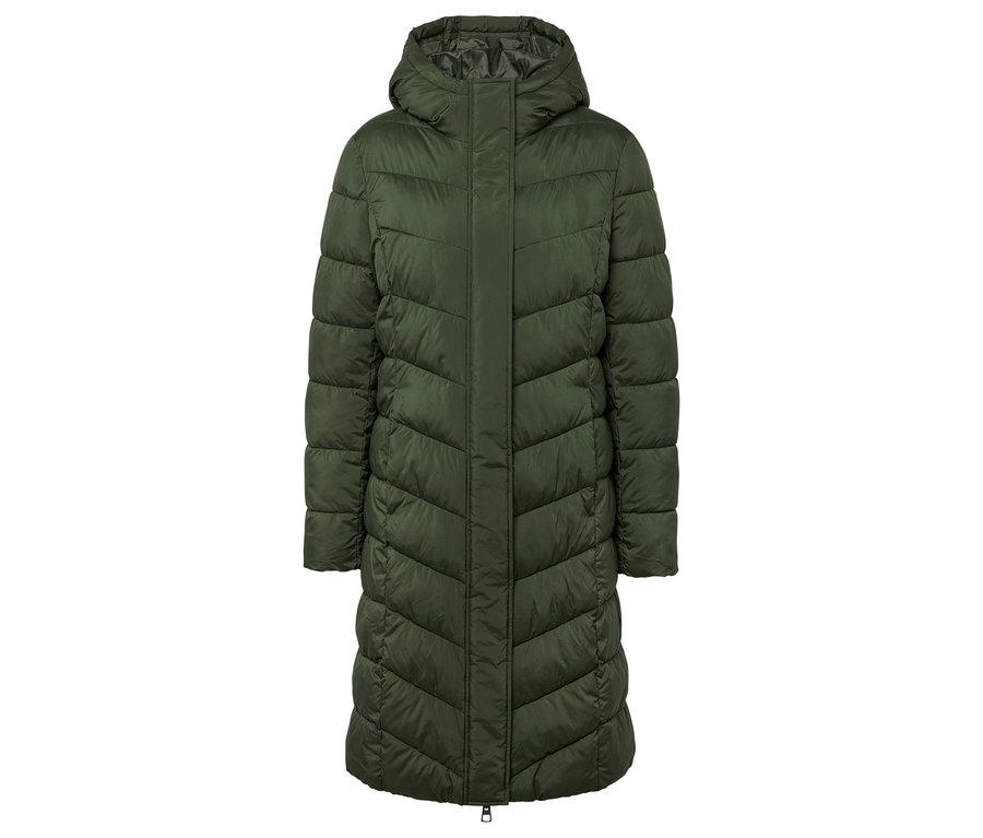 Zelená prošívaná bunda s kapucí.