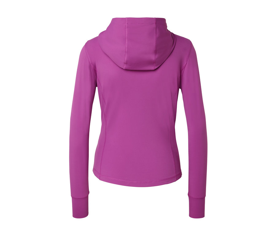 Fialová sportovní bunda zezadu.