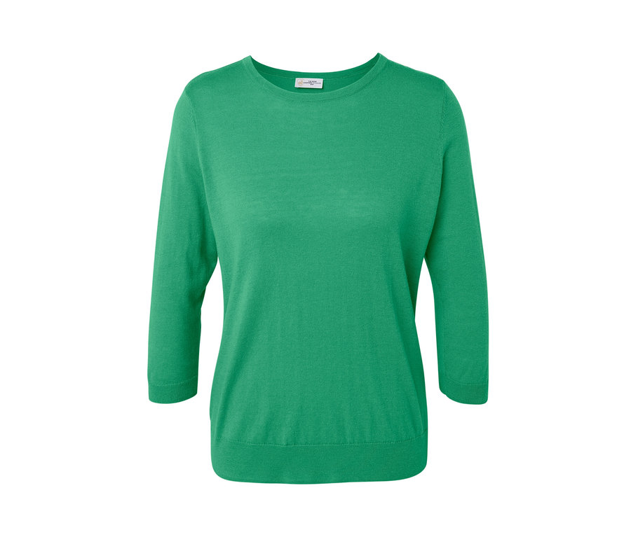 Zelený svetr z jemného úpletu s hedvábím.