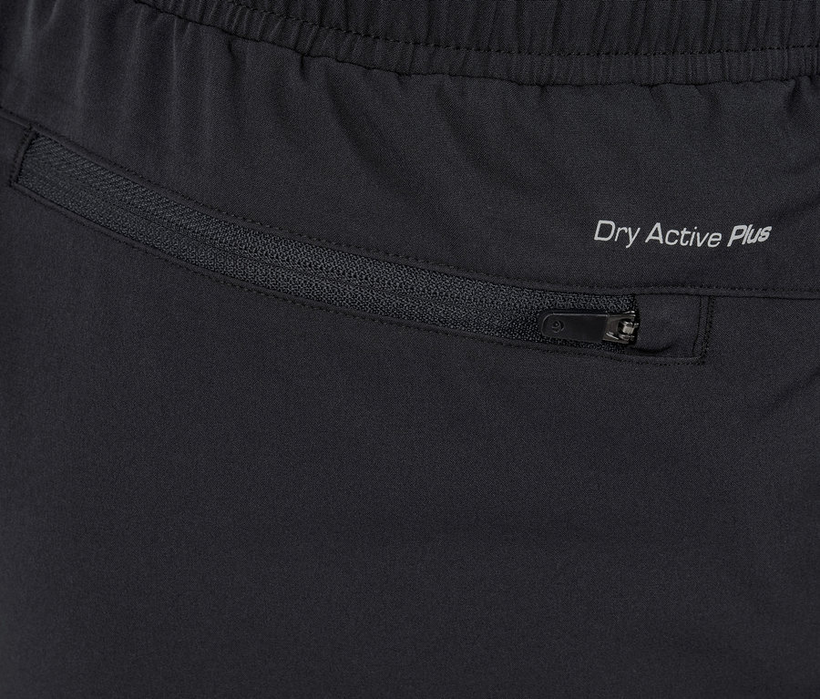 Detail funkčních šortek s kapsou na zip.