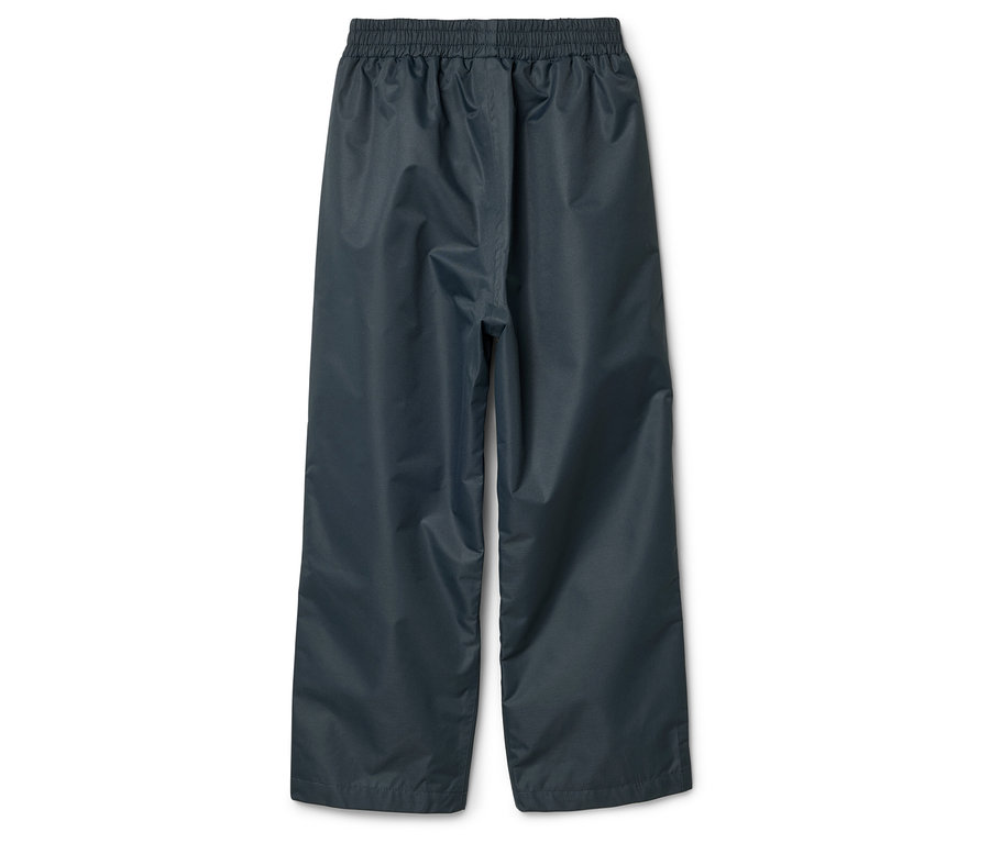 Tmavě modré, široké nepromokavé kalhoty s gumou.