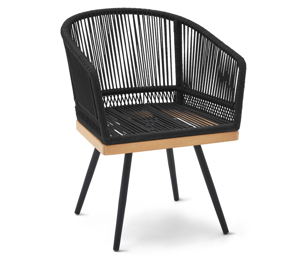 Otočná zahradní židle s textilním výpletem.