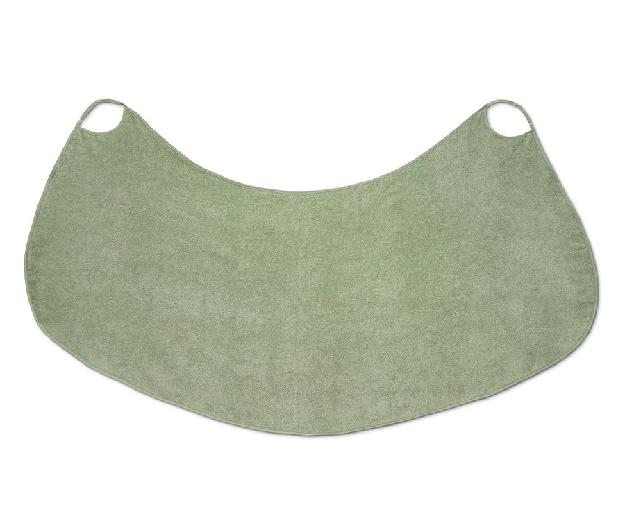 Zelené ručníkové šaty s poutky na zavěšení.