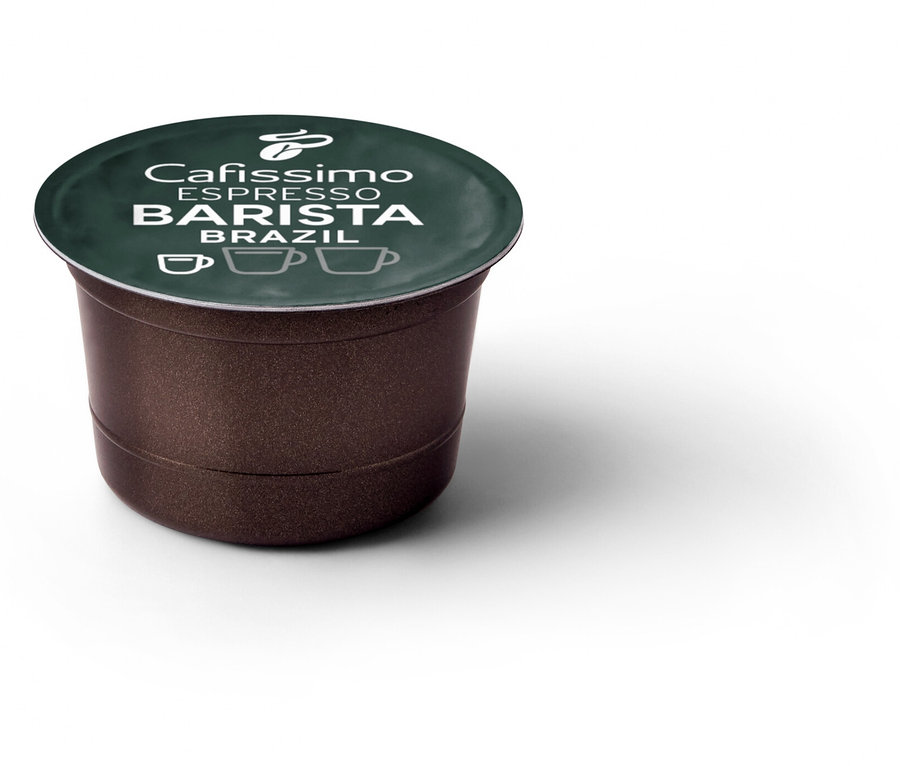 Kapsle hnědé barvy s nápisem Cafissimo Barista Brazil.