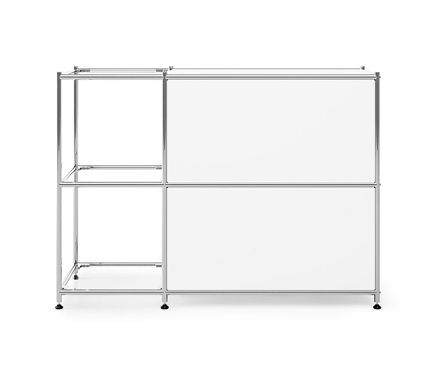 Bílá kovová odkládací skříňka »CN3« se 2 výklopnými dvířky.