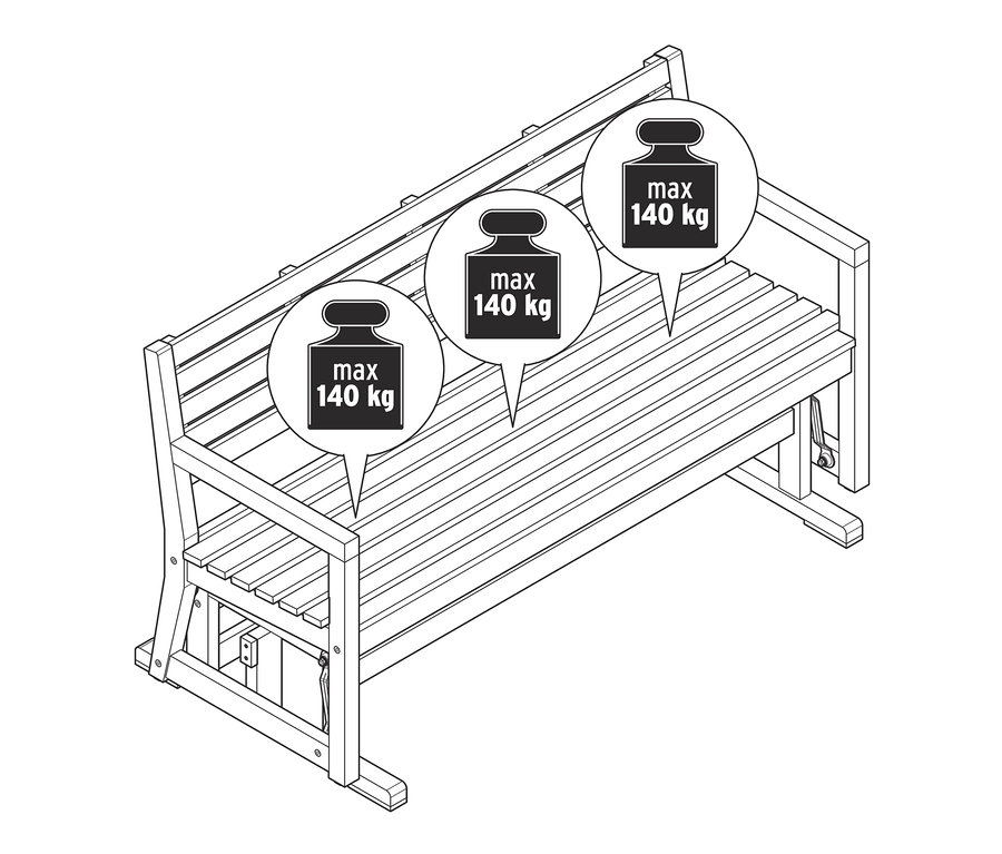 Ilustrace Schaukelbank s maximální nosností 140 kg.