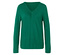 Zelený svetr s dlouhým rukávem a výstřihem do V.