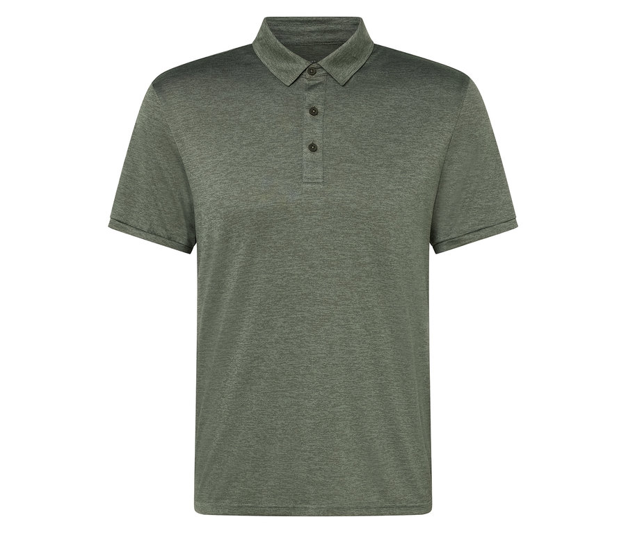 Zelené polo s třemi knoflíky.