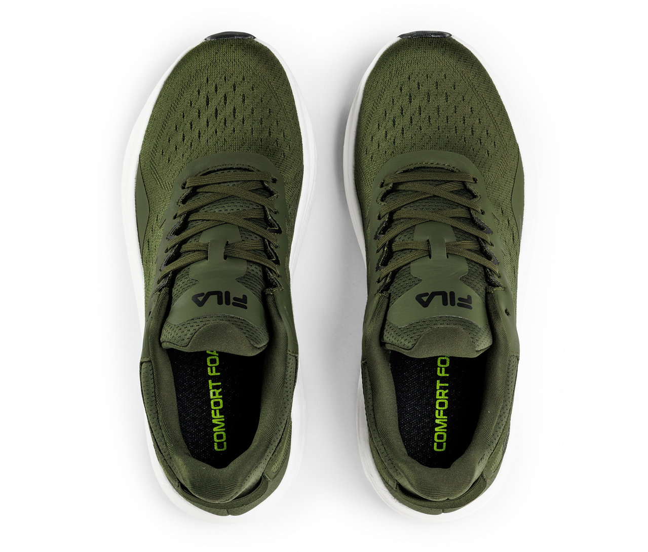 Pohled shora na pár pánských tenisek FILA Retron, beetle-white.