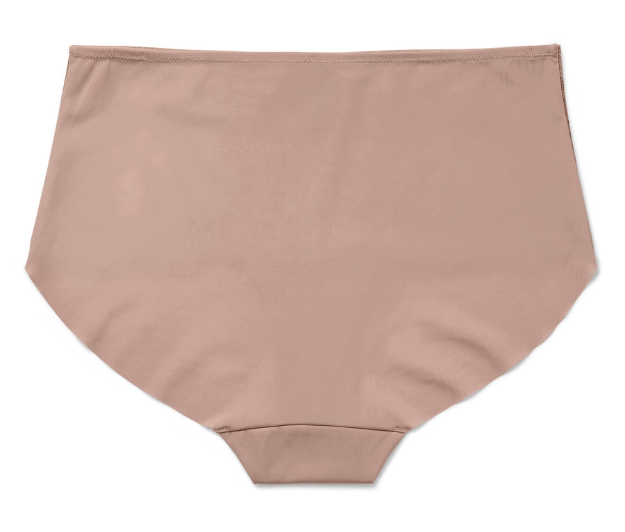 Na bílém pozadí leží tělové dámské kalhotky s vysokým pasem.
