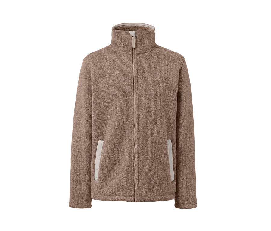 Hnědá termobunda z pleteného fleecu se zipem uprostřed.