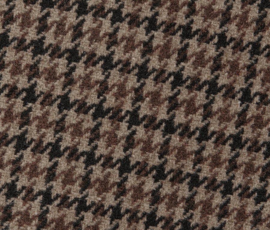 Detailní záběr na kostkovaný kabátek s vlnou.
