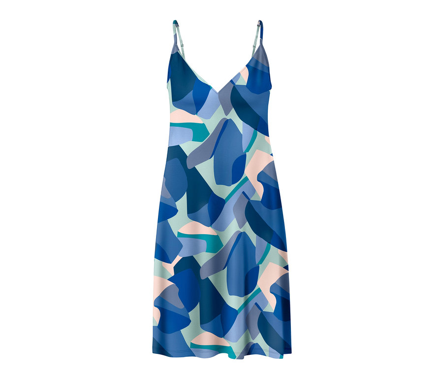 Barevná noční košile na ramínka s abstraktním vzorem.