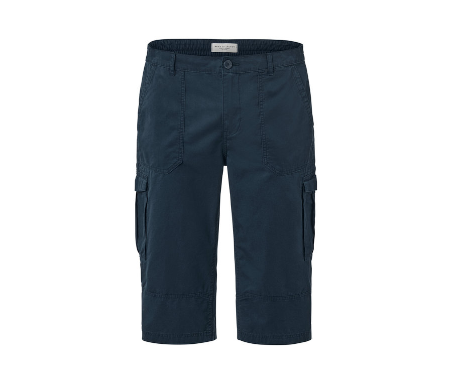 Námořnicky modré cargo bermudy ve 3/4 délce.