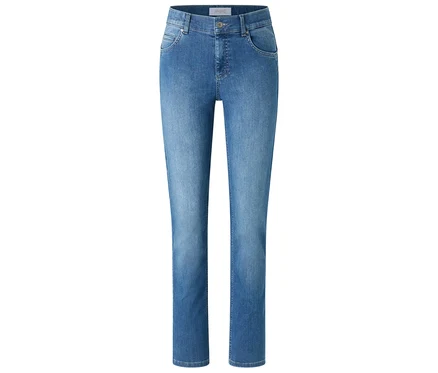 Modré džíny Angels »Cici Push-Up« slim fit na bílém pozadí.