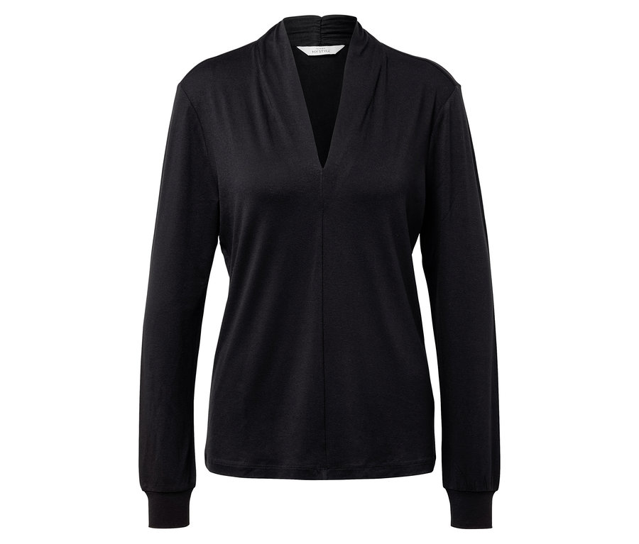 Černé halenkové triko s výstřihem do V.