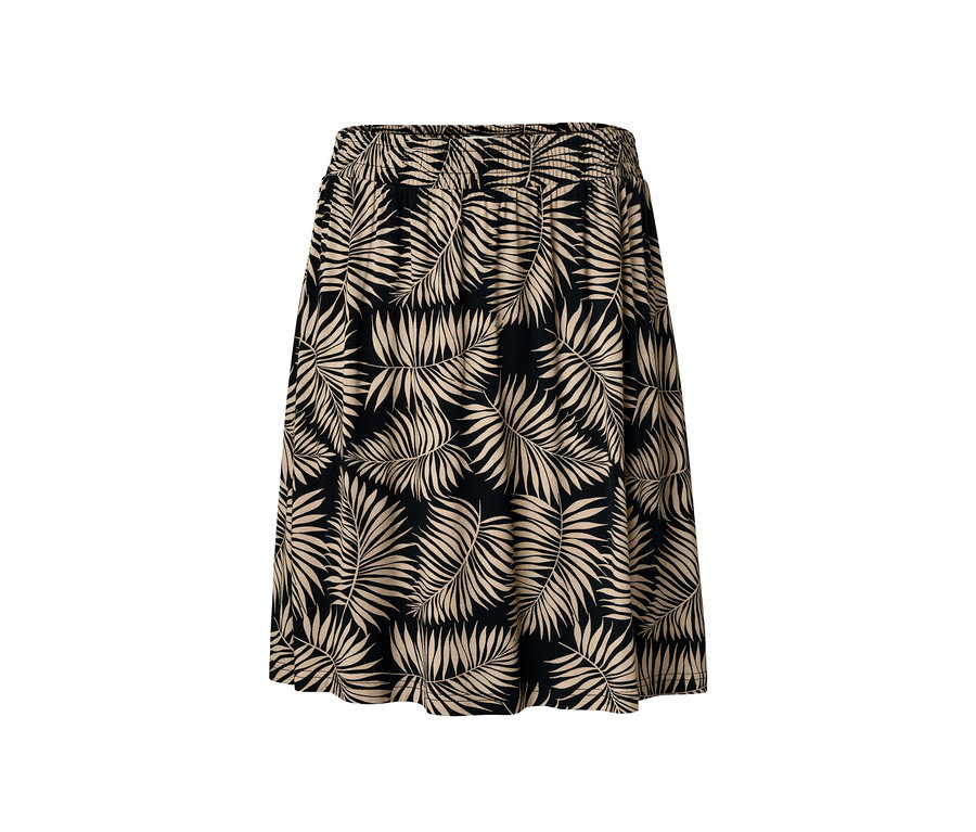 Černá sukně s potiskem palmových listů.