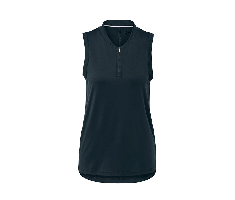 Tmavě modrý funkční top s krátkým zipem.