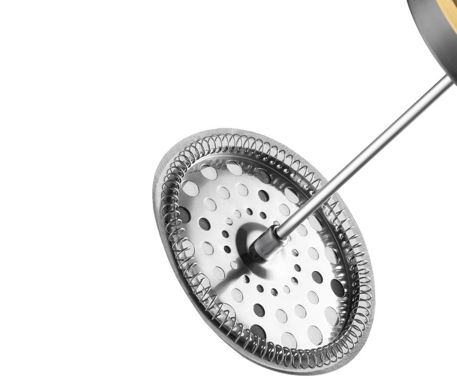 Detail zlaté konvičky french press na 6 šálků o objemu 800 ml.