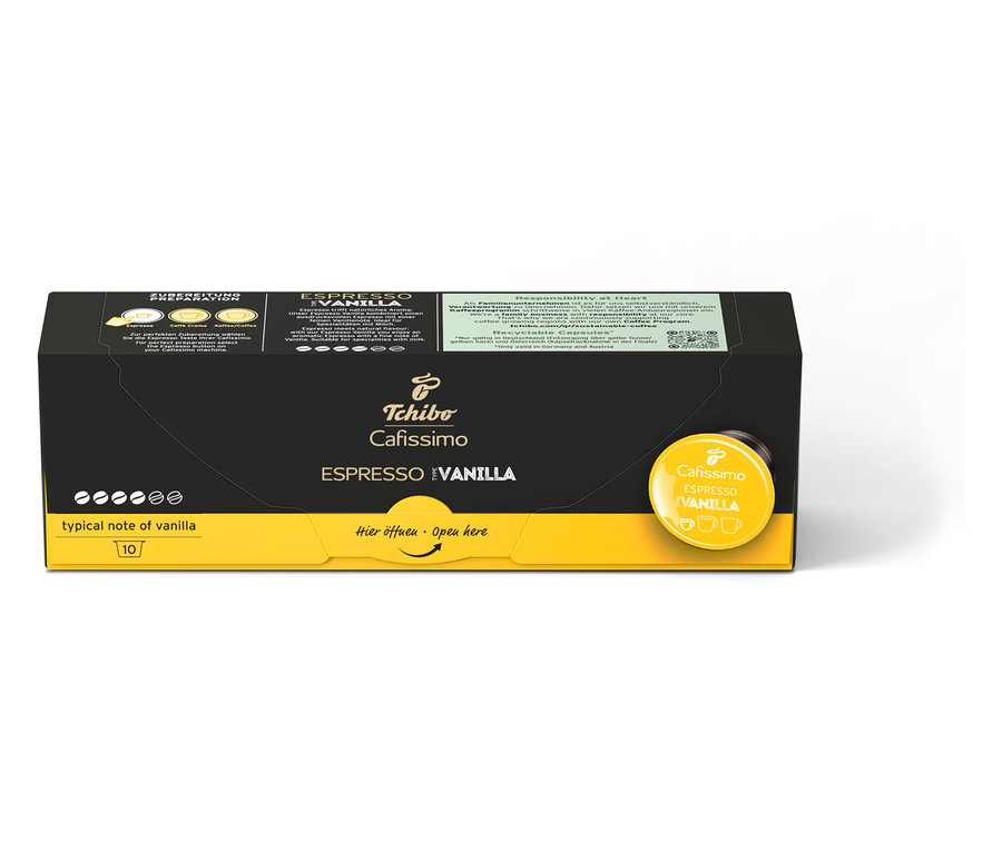 Balení Cafissimo Flavoured Espresso – Vanilla – 10 kapslí.
