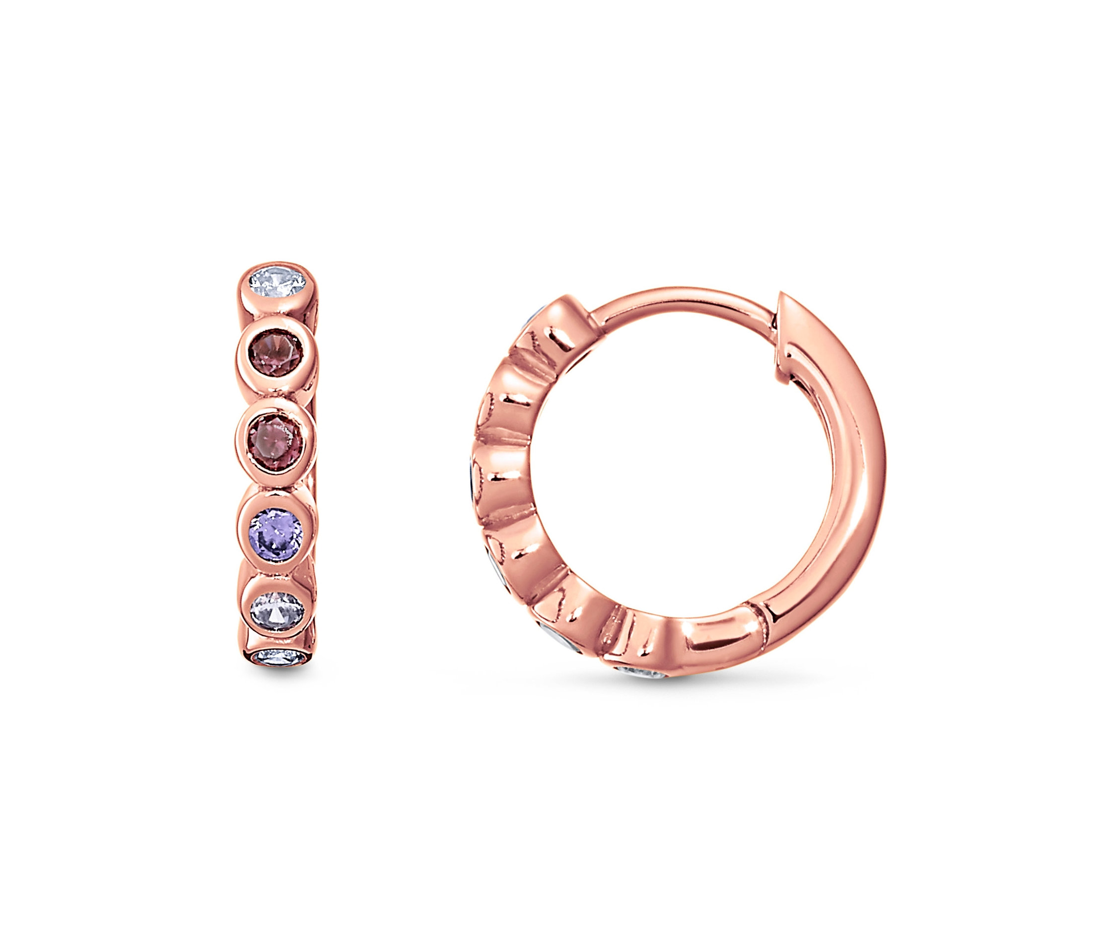 Dvoje kreolky: jedny s barevnými zirkony a druhé s růžovým zlatem.