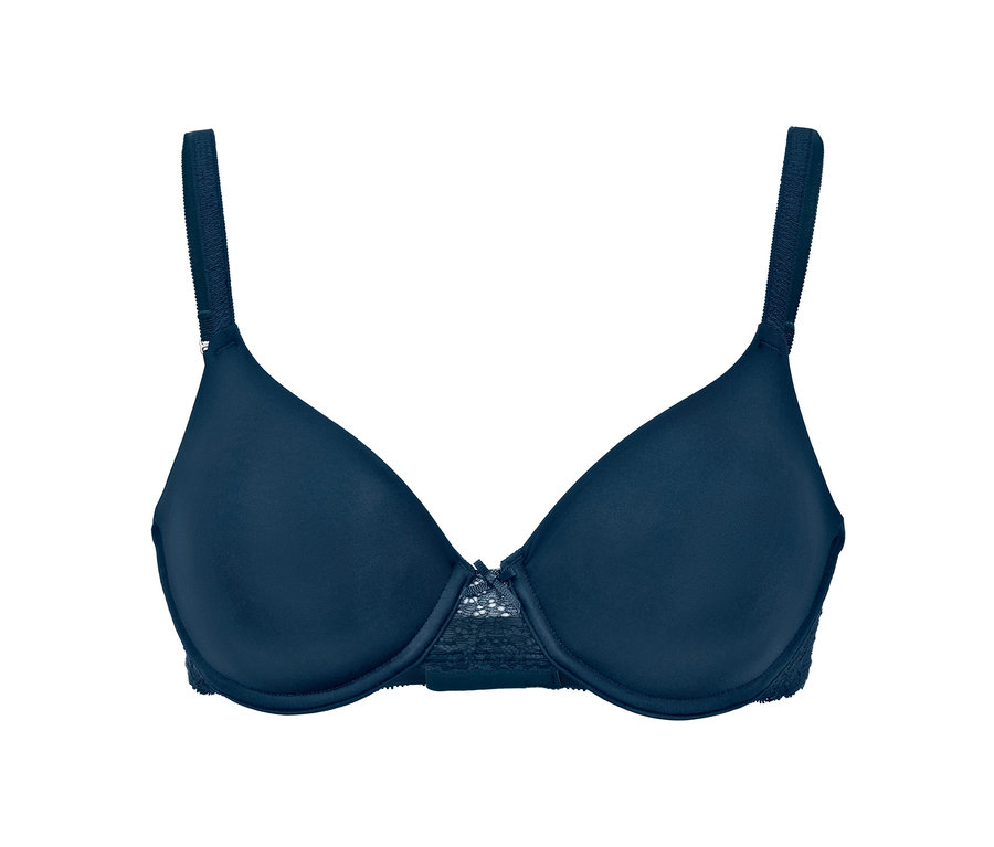 Tmavě modrá podprsenka s kosticemi.