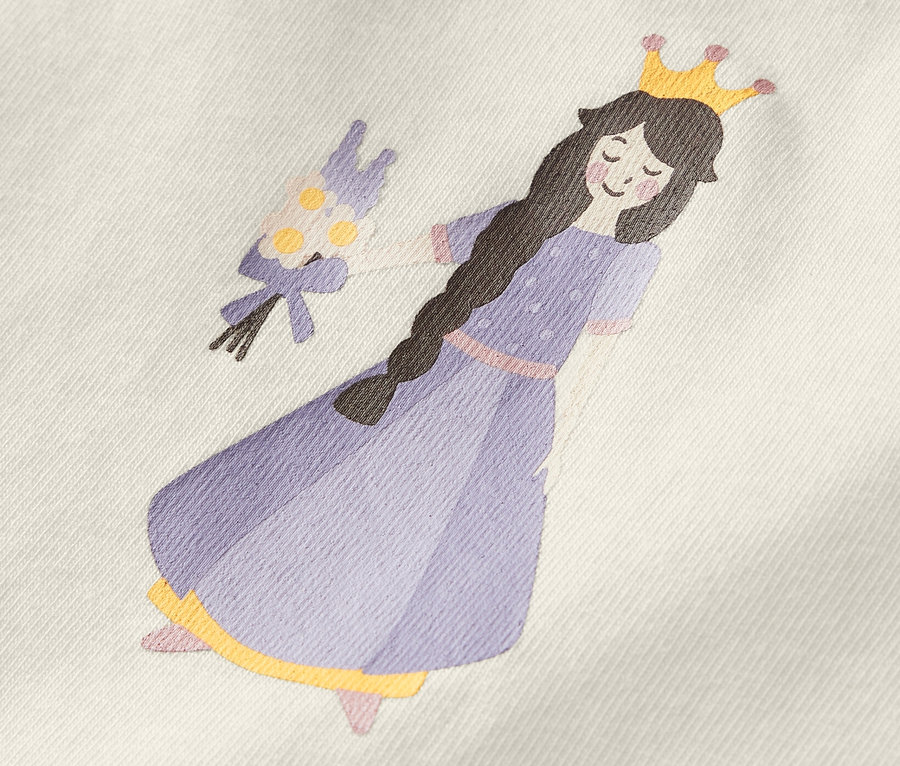 Detail rostoucího body pro miminka s obrázkem princezny.