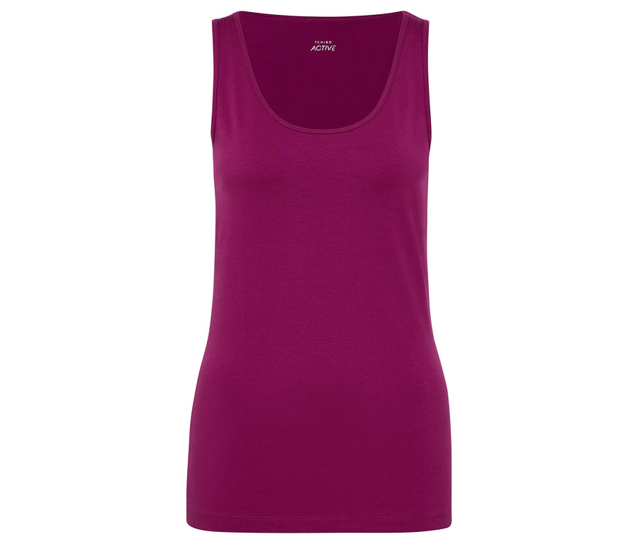 Fialový tílko bez rukávů na bílém pozadí.