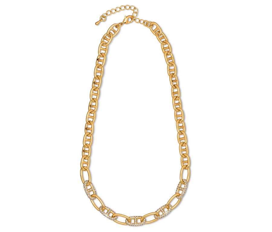 Zlatý náhrdelník s řetízkem a ozdobnými kamínky.