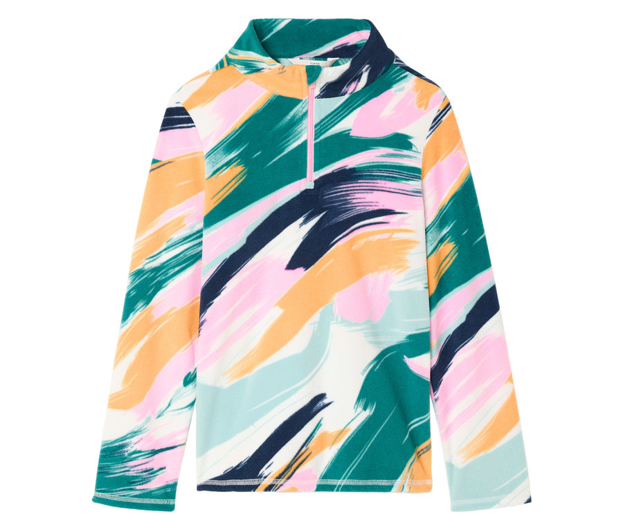 Vzorovaná fleecová mikina s dlouhým rukávem a krátkým zipem.