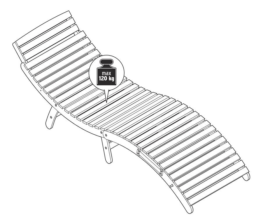 Ilustrace skládacího lehátka ve tvaru vlny.