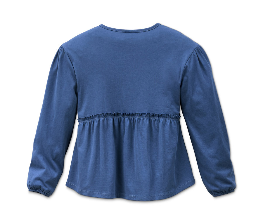 Modré tričko s dlouhým rukávem z biobavlny.