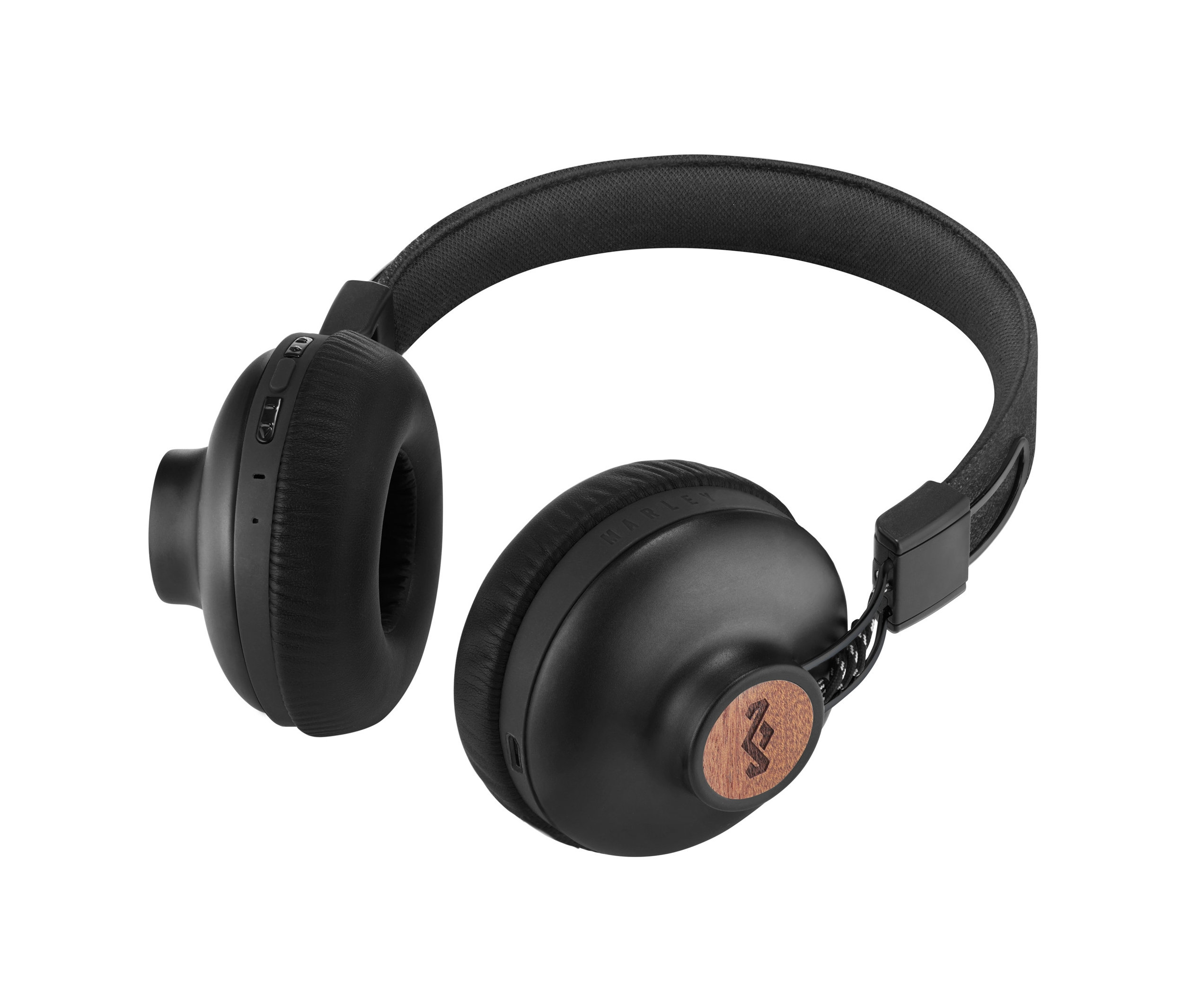 Černá sluchátka House of Marley »Positive Vibration 2« Bluetooth® na bílém pozadí.