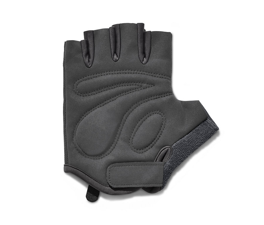 Černá cyklistická rukavice bez prstů.