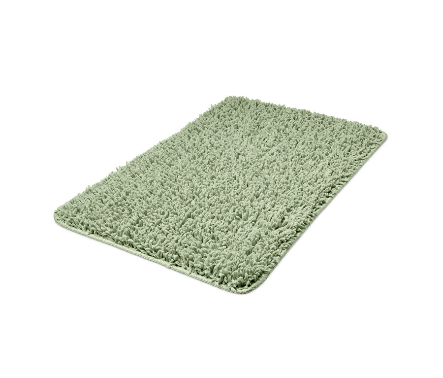 Zelená koupelnová předložka z recyklovaného materiálu, cca 50 x 80 cm.