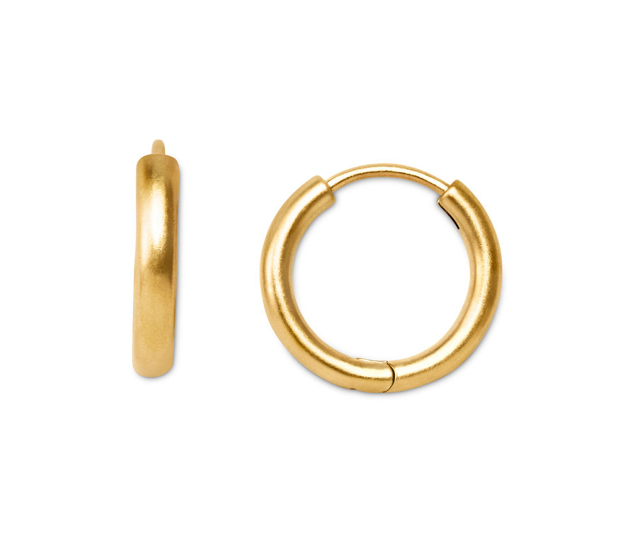 Dva zlaté kruhové náušnice, sada pozlacená 18karátovým zlatem.