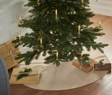 Vánoční stromeček s dárky a dekou pod vánoční stromeček.