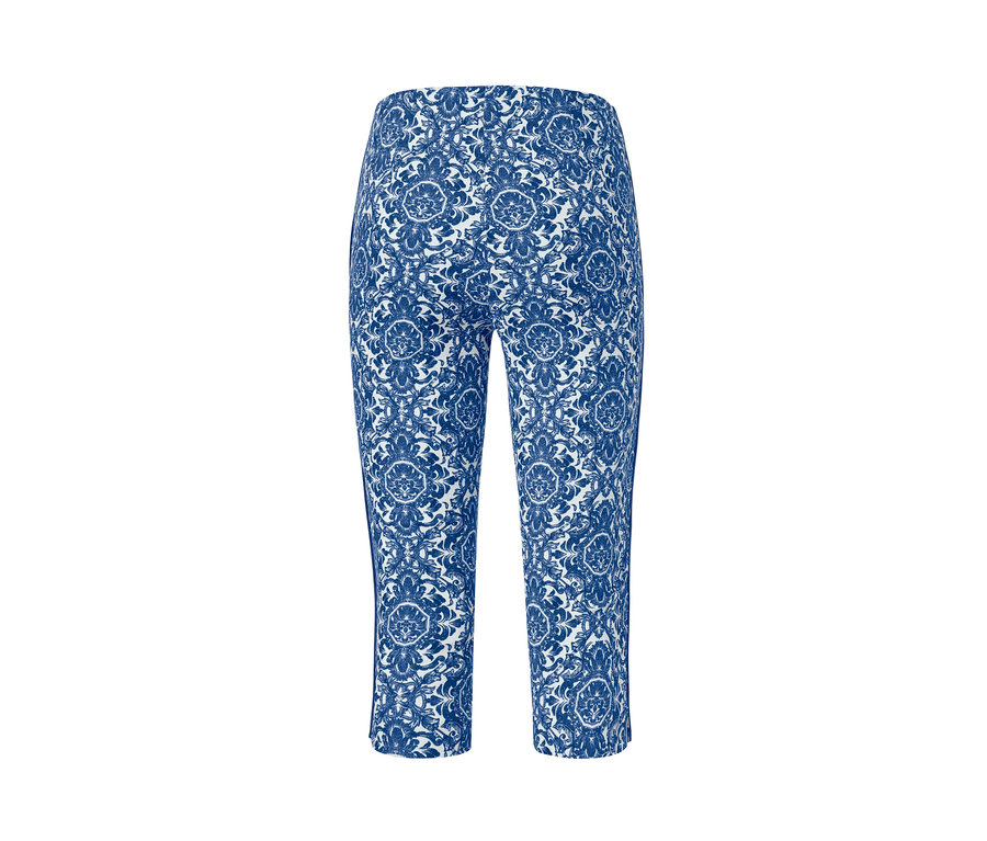 Modré 3/4 strečové kalhoty s potiskem.