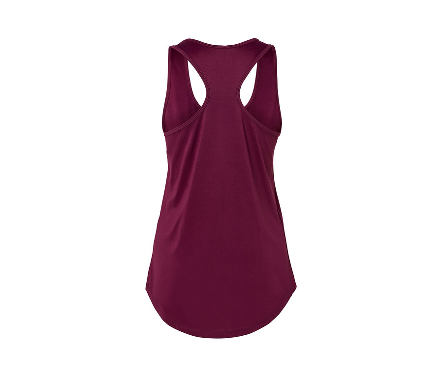 Detail zadní strany růžového a bobulového funkčního topu z 2dílné sady.