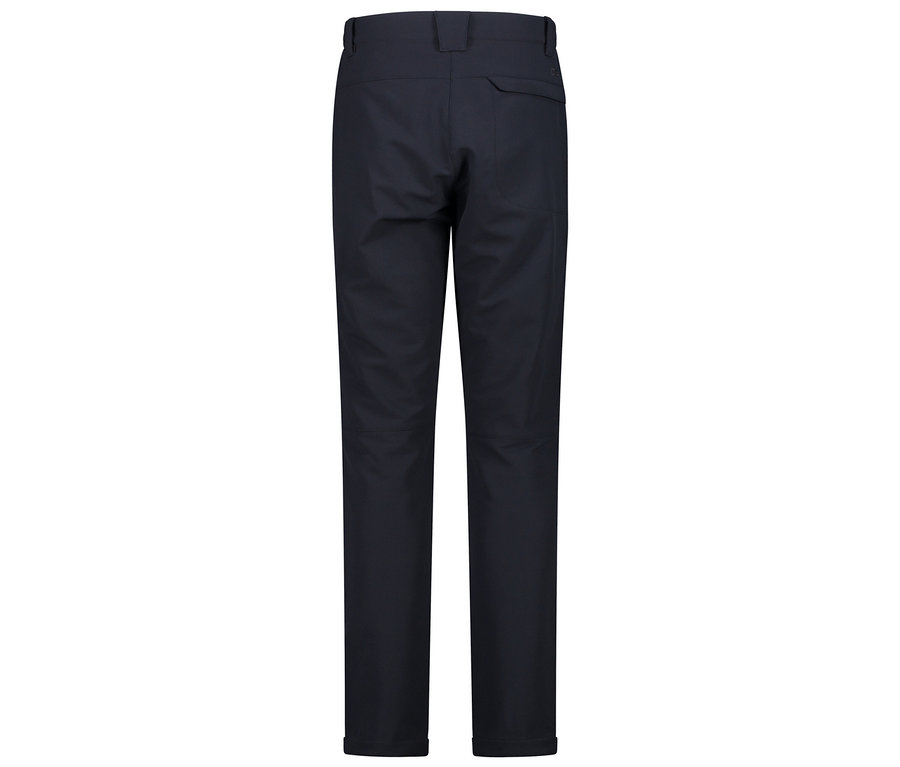 Tmavě modré kalhoty z pohledu zezadu.