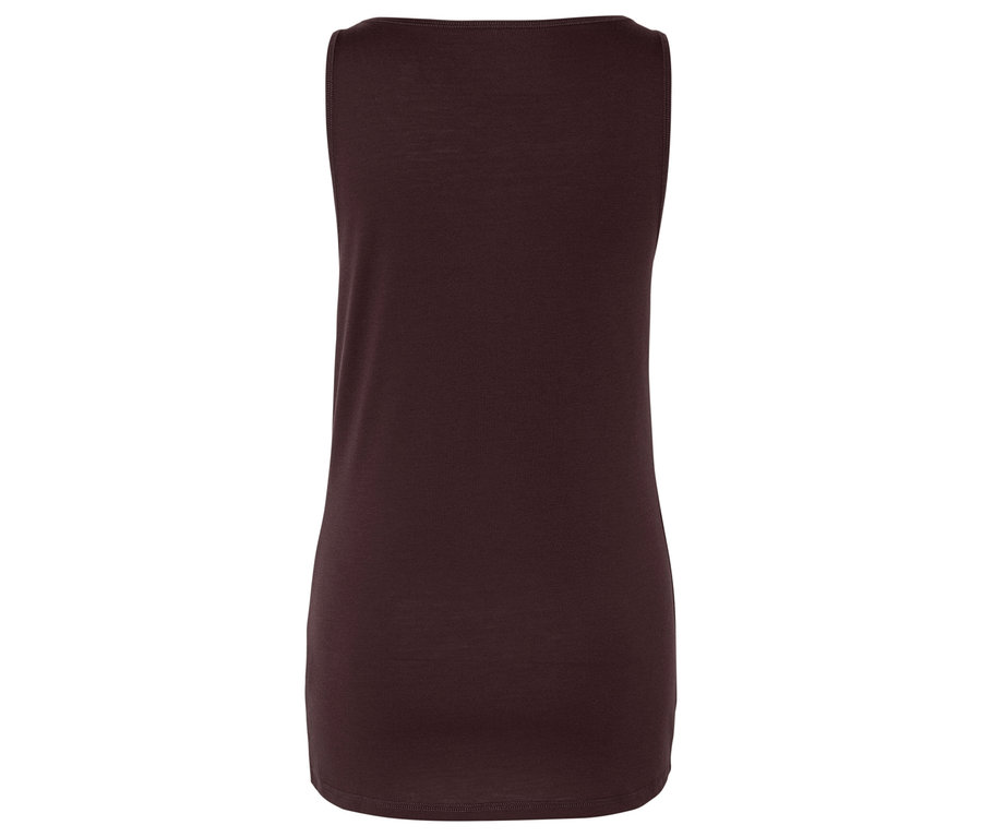 Vínový top bez rukávů.