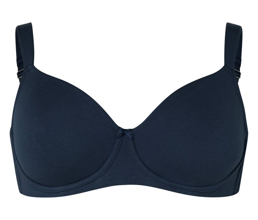 Tmavě modrá podprsenka s kosticemi.